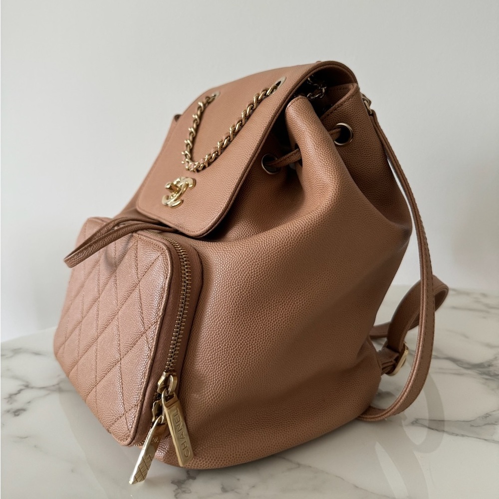NWOT Chanel Beige Quilted Caviar Leather Affinity backpack with dustbag - Picture 4 of 10